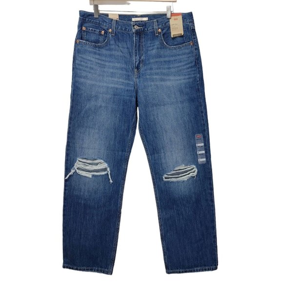 Levi's Low Pro Mid Rise Women's Jean's Size 32 (35" Waist) Factory Distressed - Picture 1 of 12